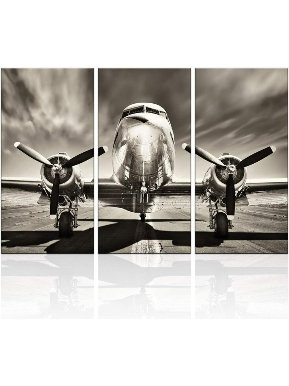 Vintage Airplane Wall Art Set - Black & White Propeller Decor for Boys Room